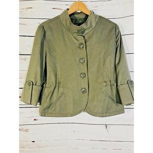 Chadwicks Collection Womens Petite Jacket Sz 10 Coat Army Green Button Front